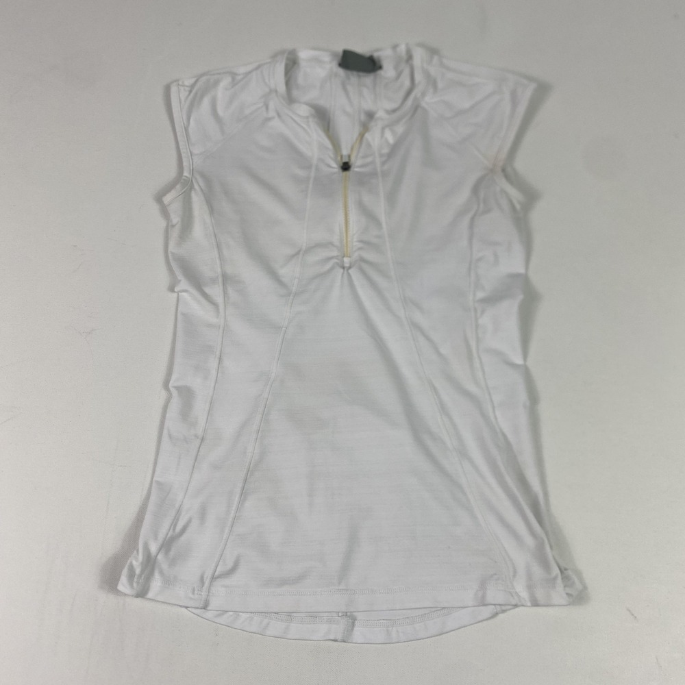 Athleta Shirt Womens XS White 1/4 Zip Cycling Jersey Back Zip Pocket Athletic